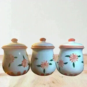 Hand-Painted Ceramic Floral Jar Set With Lids